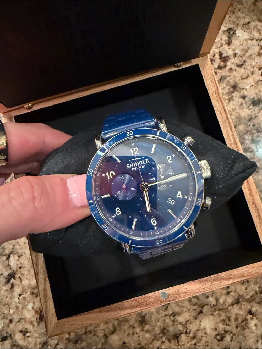 Shinola Blue Chronograph Stainless Steel Watch